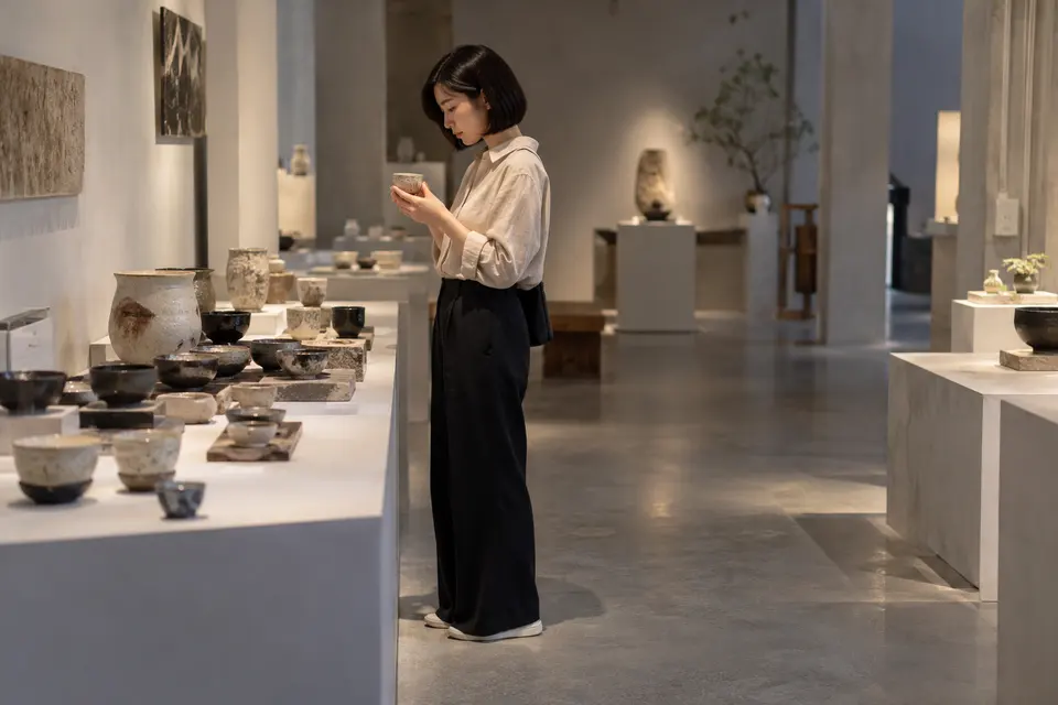陶瓷茶器展览与品饮场景